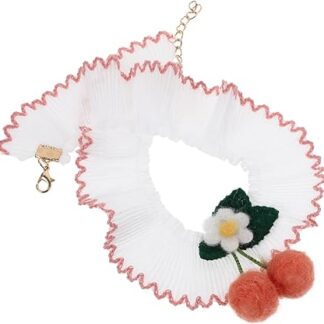 POPETPOP Wedding Sheet Wedlock Cat Collar Lace Dog Bandana Collar Pearl Necklace Decorative Cat Collar Pet Accessories Sensitive Scarf Tie Decorate