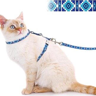 Supet Cat Harness with Lead, Escape Proof, Adjustable Cat Harness for Large and Small Cats, Lightweight Kitten Harness, Cat Lead and Harness Set for Walking (Blue M)