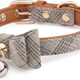 HCHGJKN Basic Hundehalsbänder Bowtie cat Collar Charm Safety Break Weg Nylon Krawatte Kragen for Katzen Glocke Leder Katze Kragen gürtel Krawatte(Cat Collar 1)