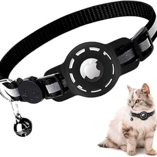 GWAWG Airtag Cat Collar, Reflective GPS Lightweight Tracker Cat Collars with Airtag Case, GPS Cat Collar with Adjustable and Bell, Suitable for Cats