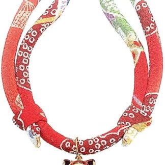 PetSoKoo Cat Collar with Kitty Face Bell Cute Japan Chirimen Kitten Collar Soft & Lightweight