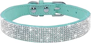 Soft Suede Dog Collars Adjustable Inlaid Rhinestones Cat Dog Collars Adjustable Dog Collars Shiny Rhinestones Dog Collars Chihuahua Pug Collars,Blau,S