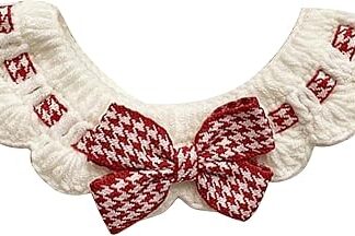 Pet Collar Cute Bow Decor Cat Dog Bib Wool Knitted Pet Collar, Handmade Collars Wool Hand Woven Scarf Cat Collar Puppy Collar for Pet Kitty Cat for Decoration Photography (XS (15-20 cm)
