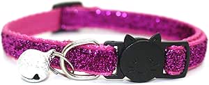 Moonbaby With Bell Breakaway Adjustable Sequins Pet Collar Neck Strap Cat Pet Supplies Rose Red