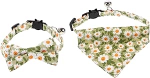 BELLIFFY Pack of 2 Cat Collar Cat Clothing Bow Tie Pet Triangle Scarf Collar Triangular Scarf for Dogs Kittens Triangle Scarf Collar Cat Bow Collar Cotton Green