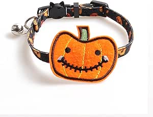4 Pack Cat Collars with Bell Adjustable Safety Halloween Puppy Collar Pumpkin Decor for Kitten Cat Small Dog (Black B)