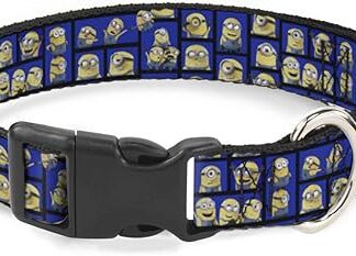 Cat Collar Breakaway Mininons Posing Blocks2 Blue 6 to 9 Inches 0.5 Inch Wide