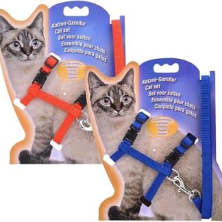 SIOPPKIK Pack of 2 Cat Harness Soft Cat Harness with Lead, Adjustable Nylon Harnesses Cat Lead for Kittens Puppies Rabbits