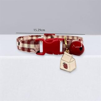 HCHGJKN Basic Dog Collars Collar Candy Avocado Pendant Cat Plaid Cat Collars Bell Cartoon Necklace Adjustable Collar for Cat Small Dog Pet Cat Accessories (Red, XS (15-20 cm)