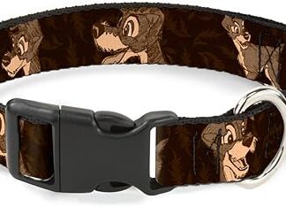 Buckle-Down Cat Collar Breakaway Tramp 4 Pose Sketch Browns 6 to 9 Inches 0.5 Inch Wide