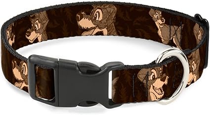 Buckle-Down Cat Collar Breakaway Tramp 4 Pose Sketch Browns 6 to 9 Inches 0.5 Inch Wide