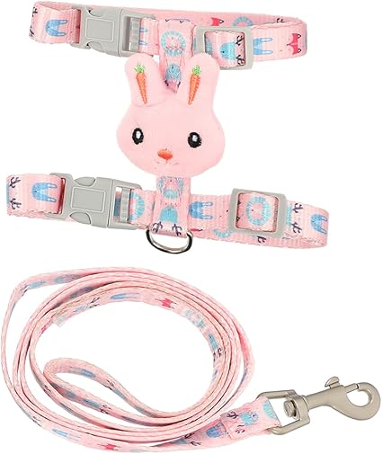 Generisch Linen Animal Walking, Pet Supplies, Cat Lead, Cat Collars, Harness for Cats, Cat Headcollar, Cat Lead, Pull Rope for Pets, I-shaped Strap, Chainring, Nylon, Pink