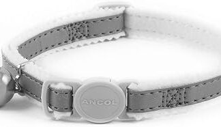 Ancol Reflective Elasticated Cat Collar Silver - With Silver Bell