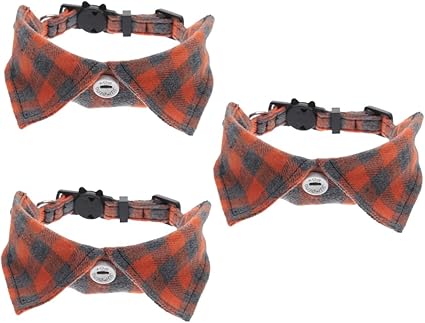 minkissy 3pcs adjustable cat collar dog collar puppy neck collar fancy cat collar cat collar scarf cat collar breakaway with bell cat bib collar pet neck collar big cat Cloth indoor