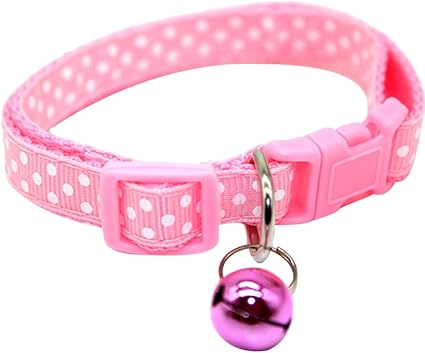 strimusimak Fashion Dog Puppy Cat Kitten Buckle Cute Dot Print Bell Adjustable Pet Collar