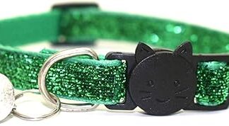 Moonbaby With Bell Breakaway Adjustable Sequins Pet Collar Neck Strap Cat Pet Supplies Green