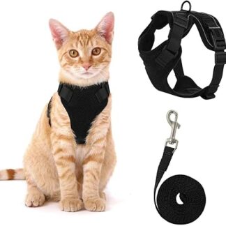 Cat Harness with Lead, Black Soft Harness for Cats, Chest Harness, Cat Harness, Cat Harness, Escape Proof, Adjustable Cat Vest, Black, XS