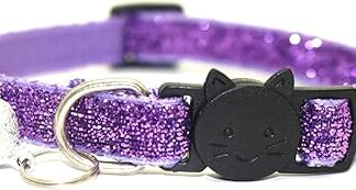 Moonbaby With Bell Breakaway Adjustable Sequins Pet Collar Neck Strap Cat Pet Supplies Purple