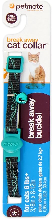 Petmate Cat Swirls Collar, Teal, 8-12"