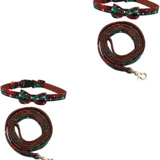 minkissy 4 pcs pet collar pet christmas bow ties cool dog leash Christmas Breakaway Cat Collar quick release dog leash pet bowknot collar dog christmas collar Cloth pet supplies jogging