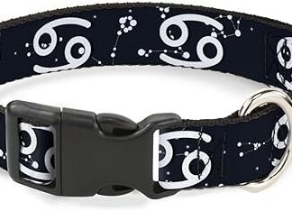 Cat Collar Breakaway Zodiac Cancer Symbol Constellations Black White 6 to 9 Inches 0.5 Inch Wide