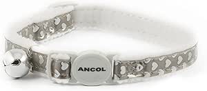 Ancol Reflective Gloss Hearts Safety Cat Collar , SILVER