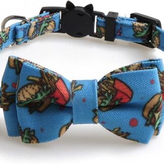 HCHGJKN Basic Dog Collars Bowtie Cat Collars Breakaway with Bell Adjustable Cute Doughnut Pattern Kitty Collar Safety Buckle Kitten Collar for Cats Puppies (Red)