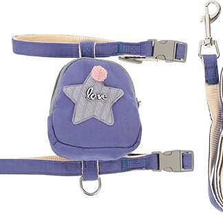 hunderucksack Leine Laufseil für Kätzchen Katzenkäfig Laufgürtel Katzenwestenleine Haustier-Selbsttragerucksack Hündchen Kätzchen ausbruchsicheres Geschirr Katzenbedarf Nylon Blue BUGUUYO