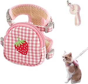 Cat Lead, Cat Strap with Pull Rope, Cat Harness with Lead, Escape Proof, Controllable and Adjustable Pull Rope for Kittens and Puppies