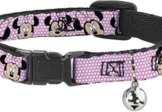 Buckle-Down Minnie Mouse Expressions Polka Dot Pink/White Disney Renegade Plastic Clip Collar