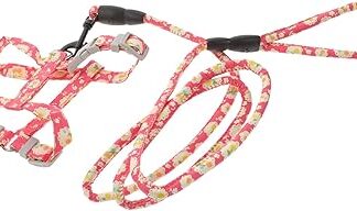 BESPORTBLE Verstellbares Katzengeschirr Und Leine Set Ausbruchsicheres Geschirr Für Katzen Pinke Kirsche Ideal Für Outdoor Aktivitäten Und Mit Kätzchen