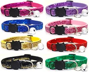 NA Pet Cat Collars Quick Remove Pet Cat Collars with Buckles Glitter Collars