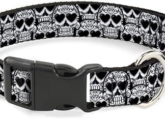 Buckle Down BAC-W33026-NL Breakaway Cat Collar, 1/2" Wide-fits 9-15" Neck Large, Skulls