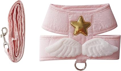 Cat Collar, Adjustable Cat Harness Lead with Cute Angel Wings and 1.5 m Pull Rope, Lightweight and Soft Vest Harness, Universal for 4 (Light Pink)
