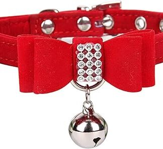 Pet Bone Rhinestone Dog Collar, Diamond Buckle Pet Lead, Cat Collar with Extendable Lead (Red b S)