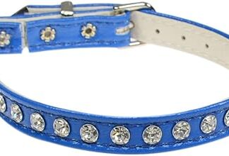 Evans Collars Jeweled Cat Safety Collar with Elastic, Size 8, Vinyl, Blue