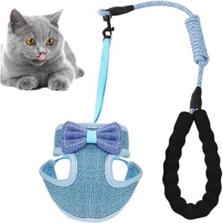 COLLBATH Pet Harness, Cat Collar, Cat Harness and Lead, Escape Proof Vest and Lead for Pets, Running Lead for Cats, Harness for Puppies, Puppy Harness, Blue