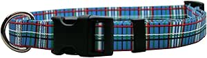 Yellow Dog Design Tartan Dog Collar Blue