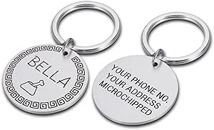 Personalised Dog ID Tag Pet Cat Collar Pets Charm Name Pendant Round Necklace Kitten Puppy Cat Collar Tags, Silver Bone, L 30 x 30 mm