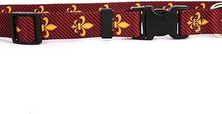 Yellow Dog Design Hundehalsband, geometrisch, Gelb, Cat 8" - 12", Fleur de Lis Rot