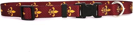 Yellow Dog Design Hundehalsband, geometrisch, Gelb, Cat 8" - 12", Fleur de Lis Rot