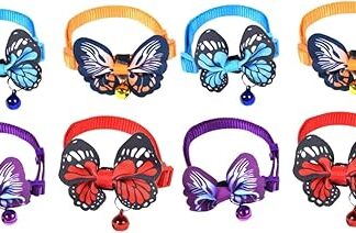 minkissy 8 pcs pet collar bell for cat collar bell charm cat collar cat bow tie red pet necklace cat play collar breakaway cat collar dog neckerchief cat bells loud neckline cat playing pu