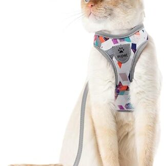 Supet Cat Harness and Lead Set Escape Proof Kitten Harness Adjustable Cat Vest Harness with Reflective Strips Universal Cat Lead and Harness for Cats / Puppies