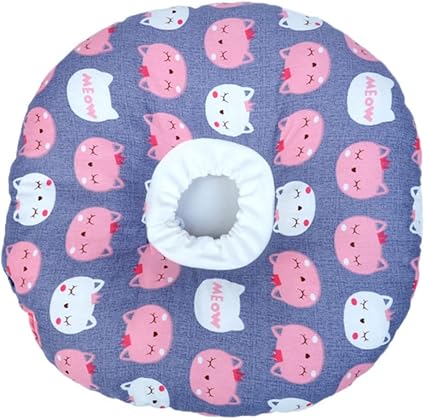 ORFOFE Soft Pet Recovery Collar Anti-Bite Anti-Lick Elizabethan Collar Cat Sponge Neck Collar (Grey Cat, Size Xs)