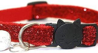 Moonbaby With Bell Breakaway Adjustable Sequins Pet Collar Neck Strap Cat Pet Supplies Red