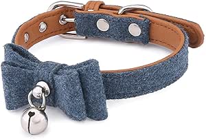 HCHGJKN Basic Dog Collars Bow Knot Collar Adjustable Luxury Cat Dog Bell Collar Pet Decorations Bow Tie Cat Collar Metal Buckle for Cats Small Dogs
