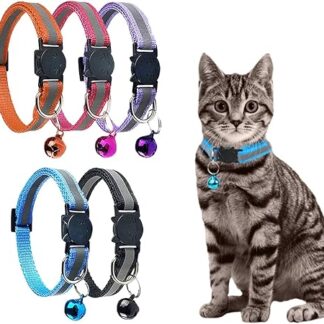 BCZR Cat Collar, Pack of 5, Cat Collar with Bell, Cat Collar, Cat Collar with Safety Clasp, Safety Collar, Cat Collar, Cat Safety Clasp, Adjustable