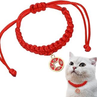 Woven Pet Collar | Woven Cat Collar | Woven Dog Collar | Year of The Snake Kitten Scarf | Red Puppy Neck Collar Decor Pet Collar Cat Collar Adjustable for Cats Puppy Small Dogs