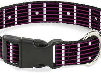 Buckle-Down Cat Collar Breakaway Guitar Neck Black White Pink 9 to 15 Inches 0.5 Inch Wide
