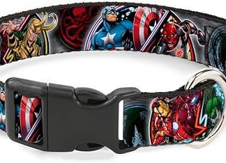Buckle-Down Cat Collar Breakaway Marvel Avengers Superhero Villain Poses 6 to 9 Inches 0.5 Inch Wide